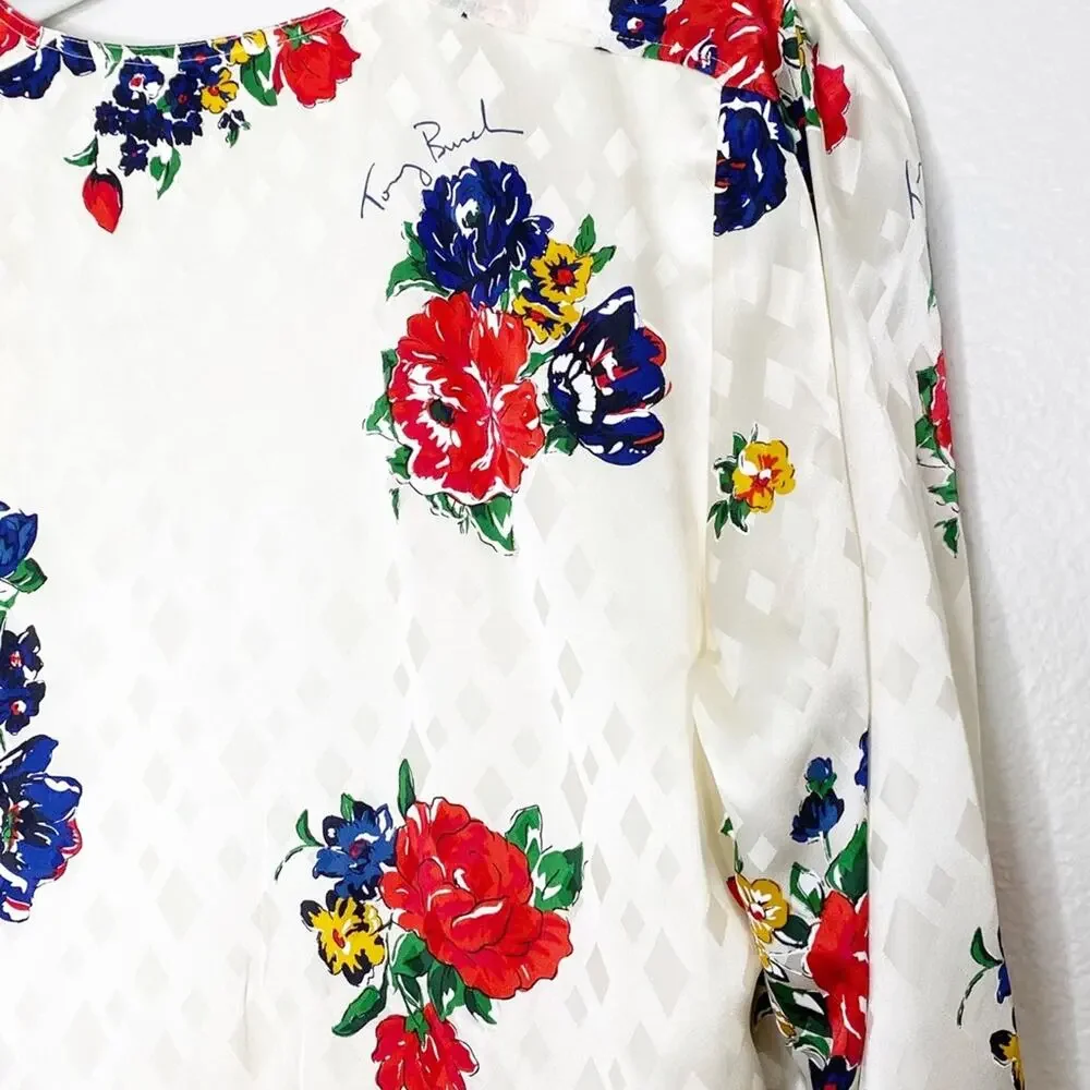 Tory Burch Floral Ruffle Silk Belted Wrap Dress Size 8